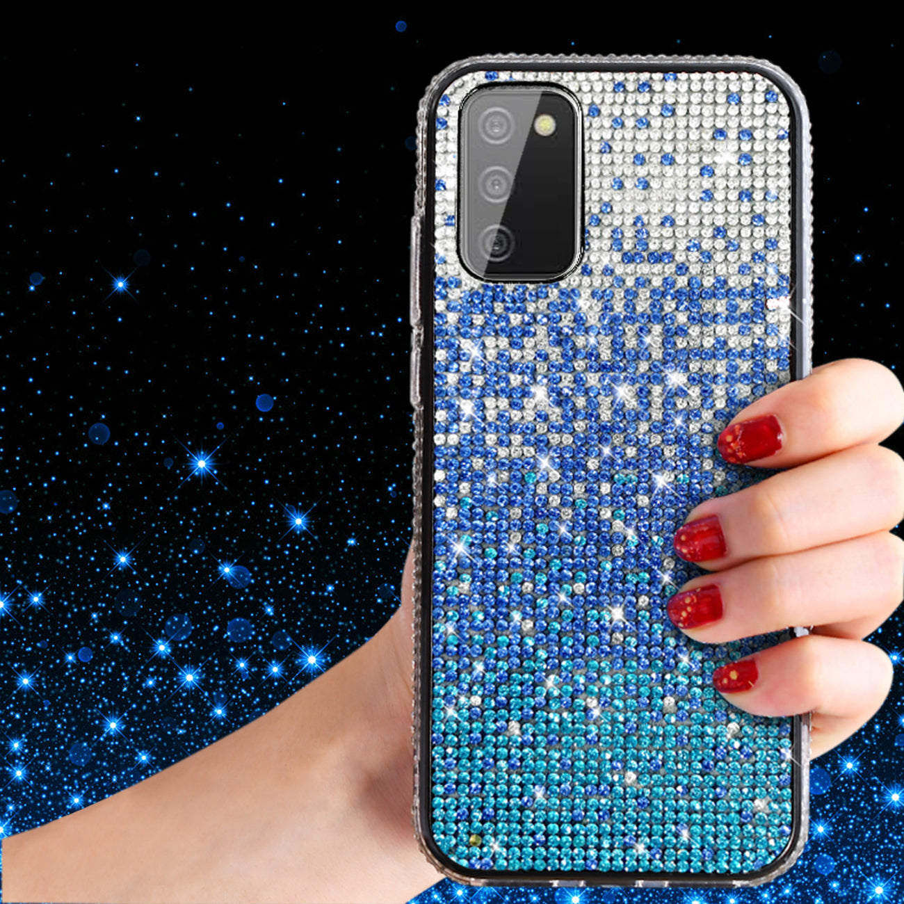 Reiko Design Diamond Case For GALAXY A02S In Blue